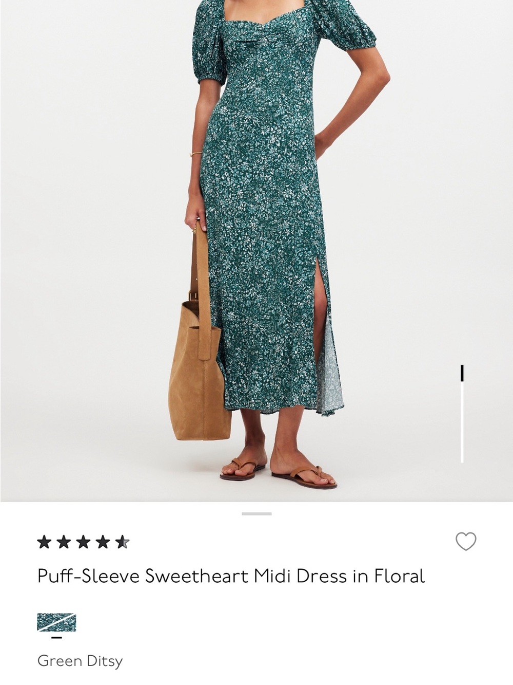 Madewell Teal Green Floral Puff-Sleeve Maxi Dress